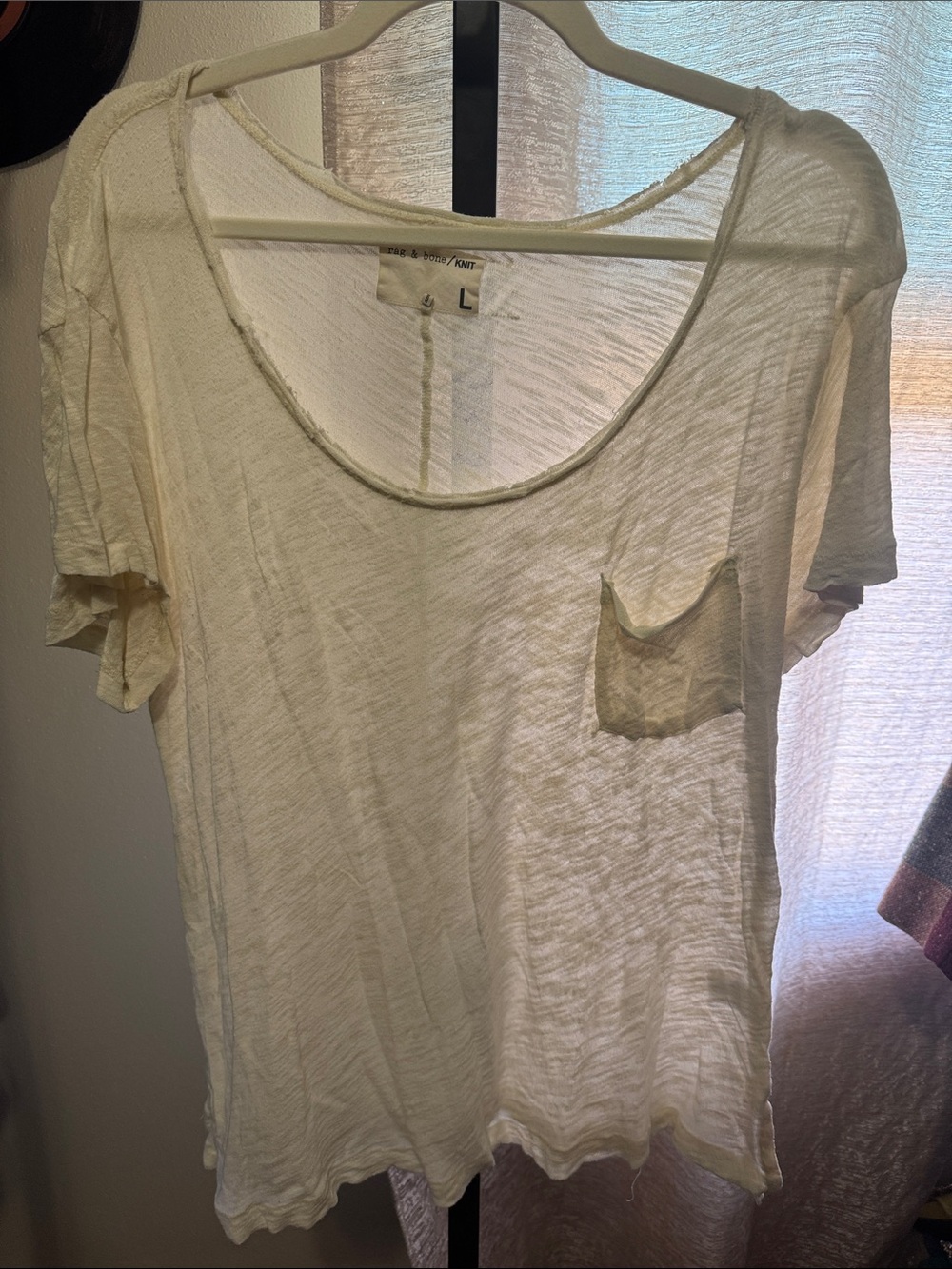 rag & bone Slub Scoop Neck Pocket Tee in Off-White